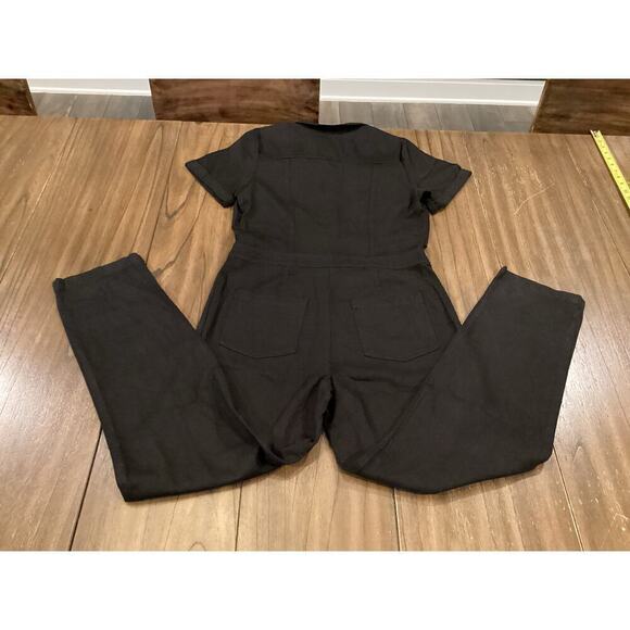 YFB Young Fabulous & Broke Short Sleeve Button Down Chest Pocket Black Jumpsuit - Picture 2 of 16